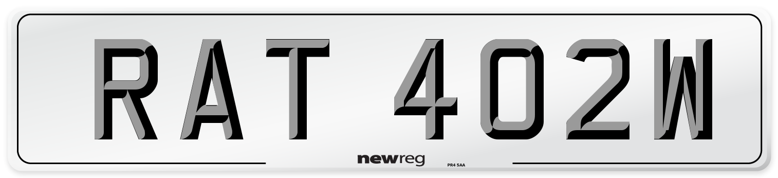 RAT 402W Number Plate from New Reg